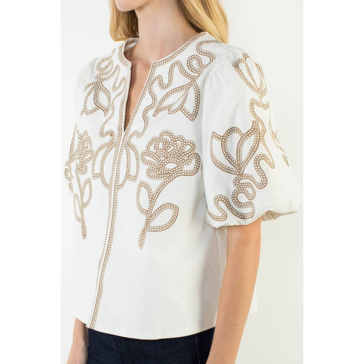 Corduroy Top With Embroidered Detail