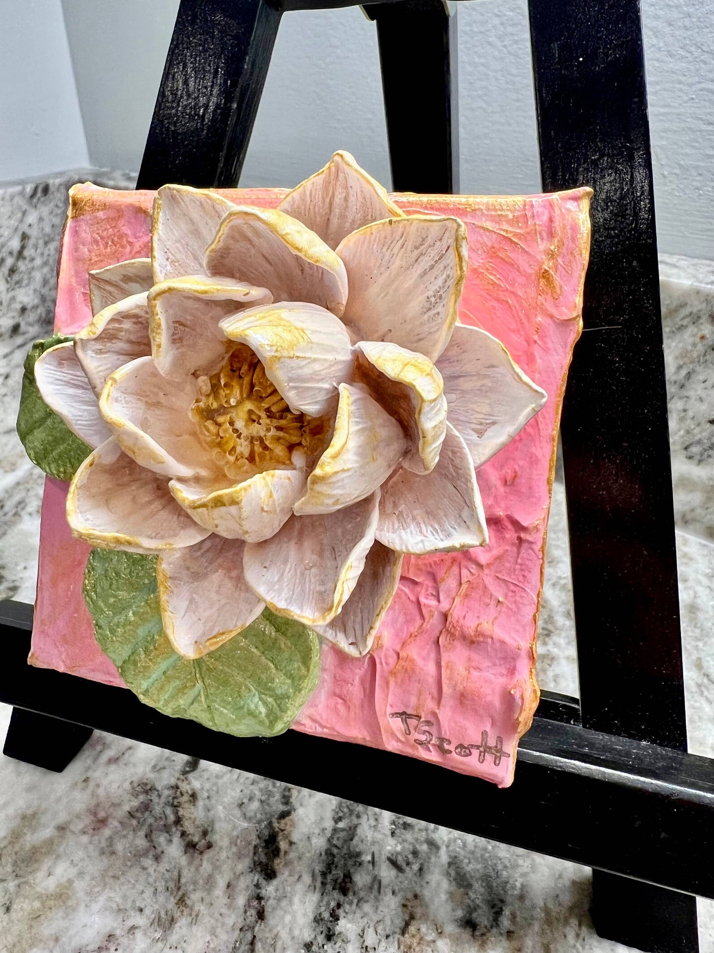 4X4 inch Clay Waterlily Artwork