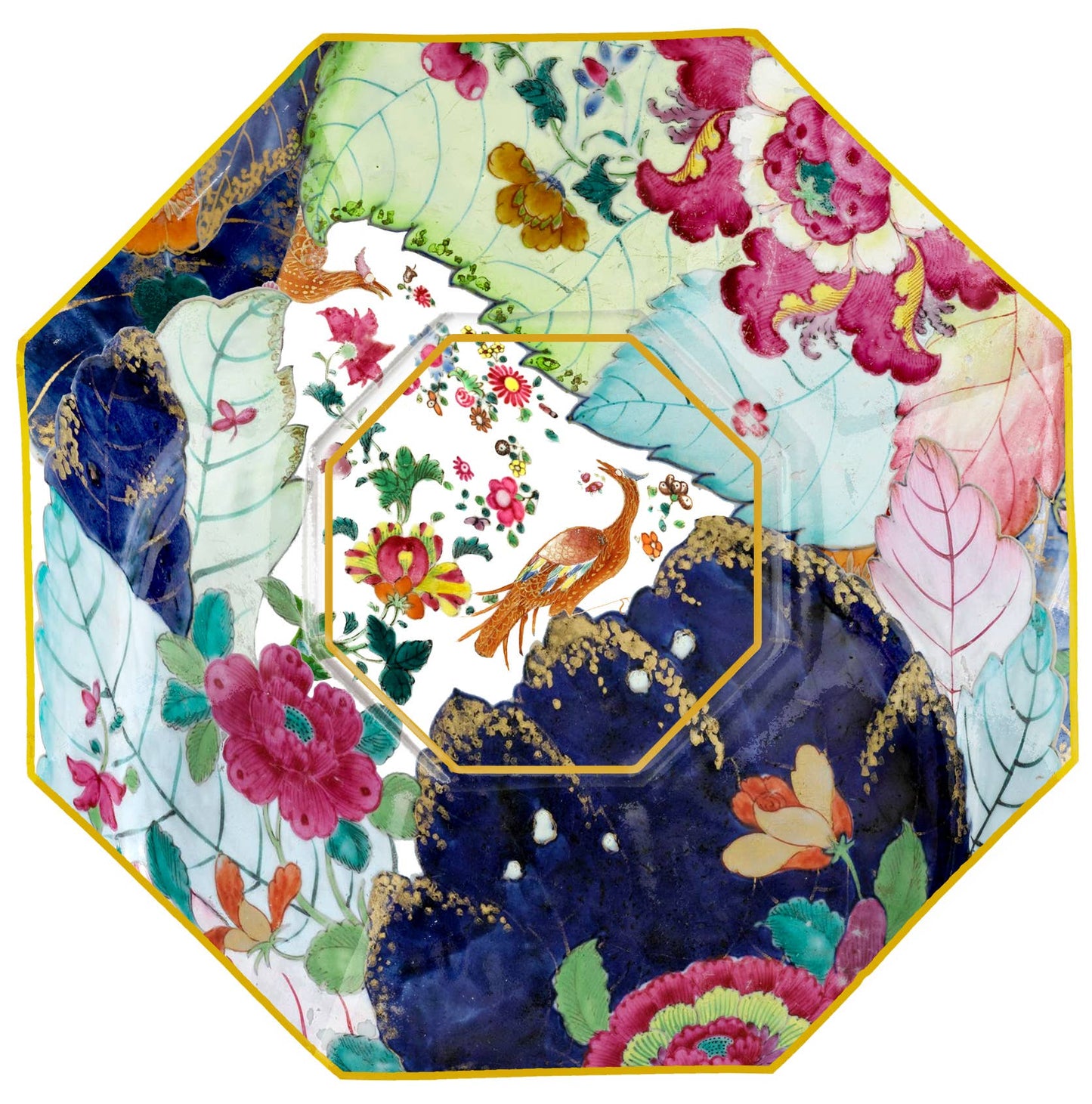 Ancient Tobacco Leaf Decoupage Decoupage Glass Plate