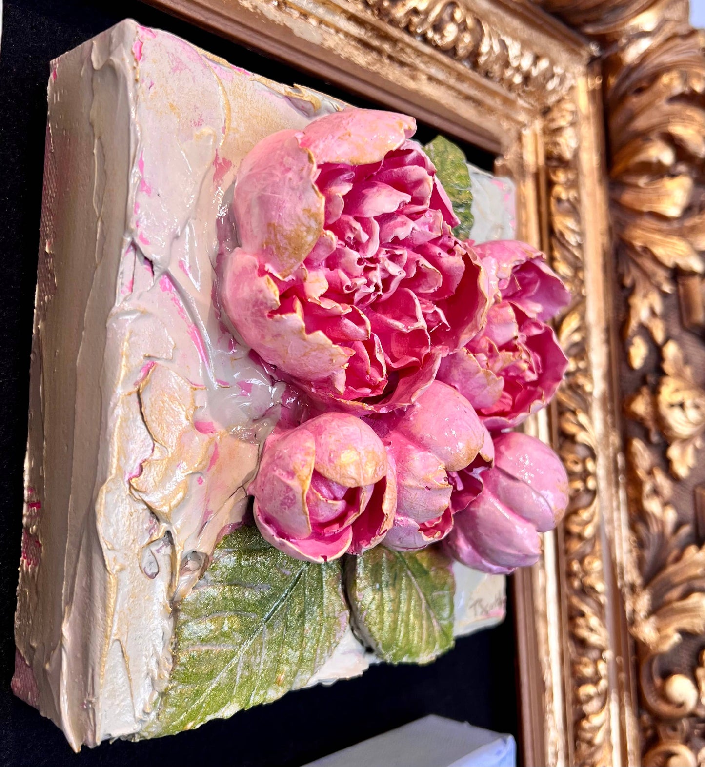 6X6 inch Clay Floral Bouquet Artwork - Peony