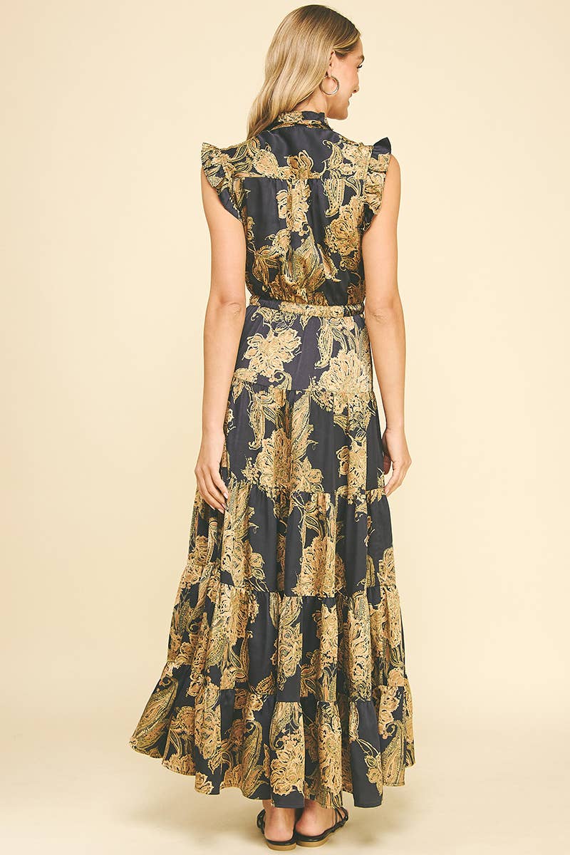 FLORAL PRINT TIERED MAXI DRESS