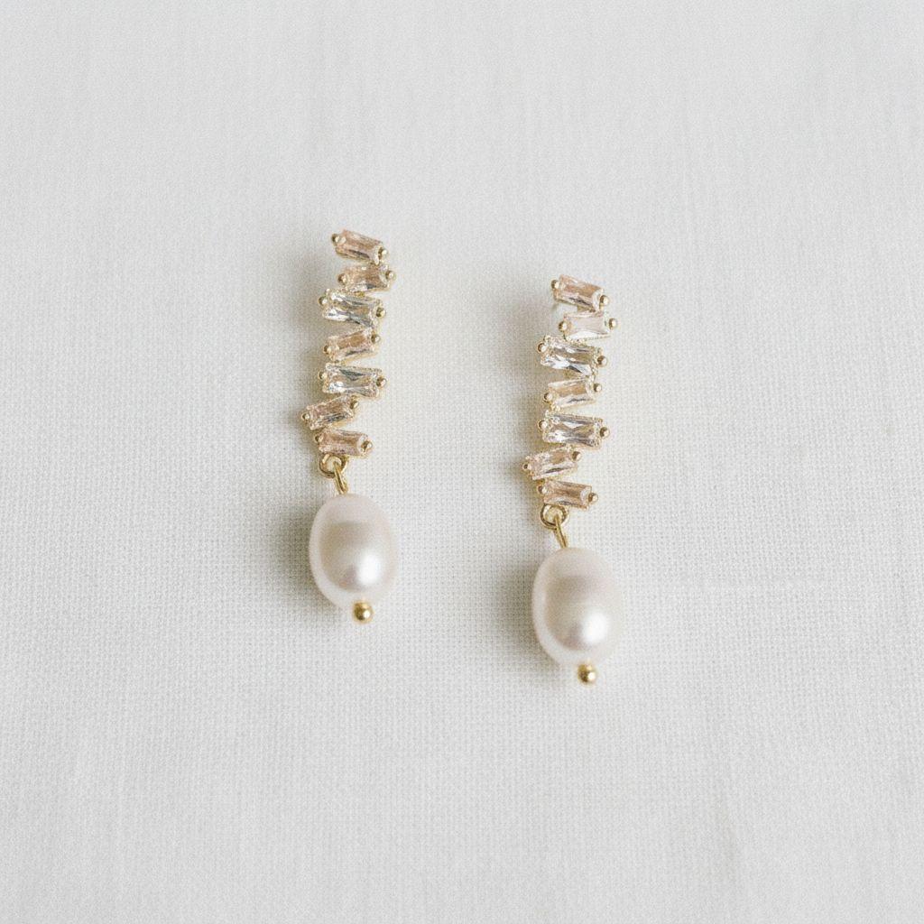 Geometric Pearl Drop Earrings