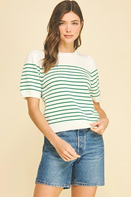 STRIPED SHORT SLEEVE SWEATER