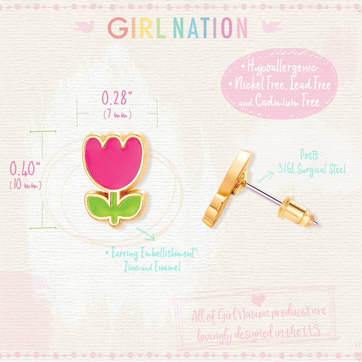 Tiny Tulip Cutie Stud Earrings