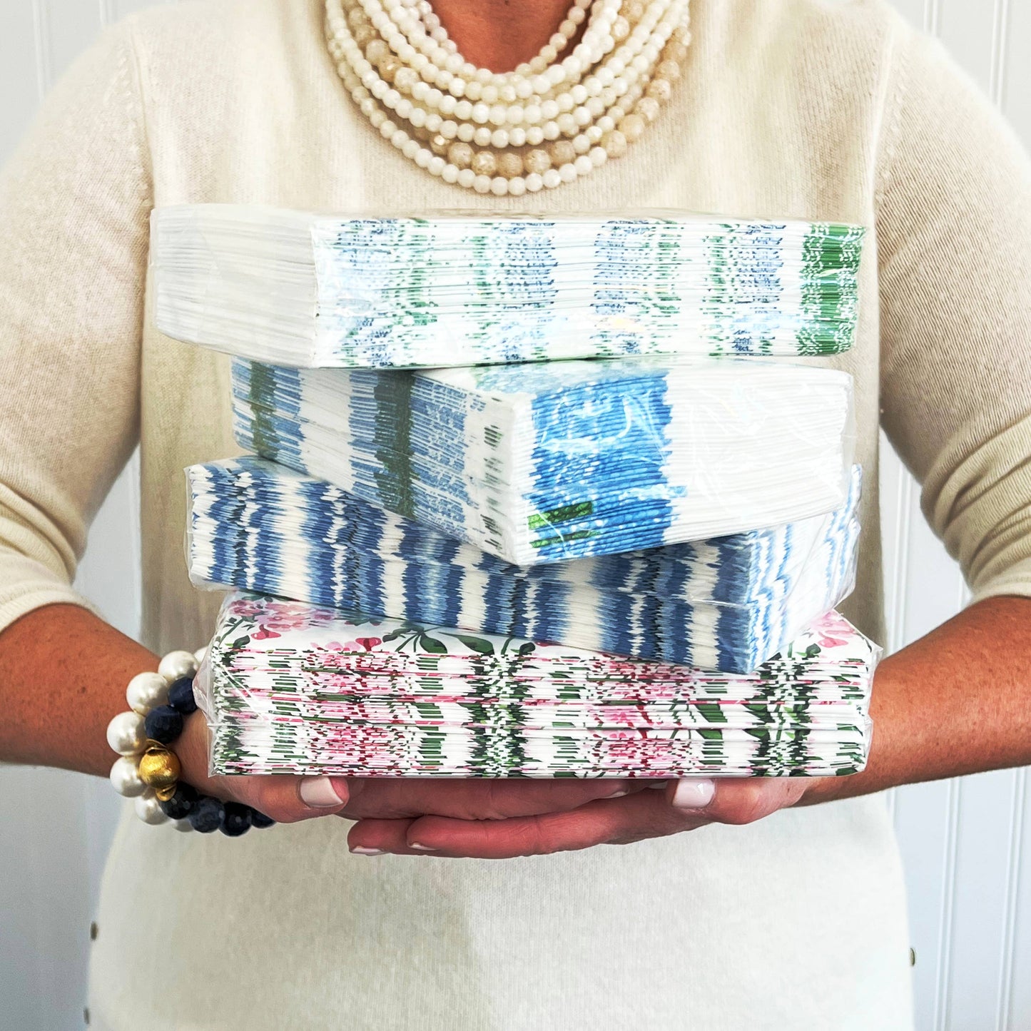 Pink Flowers Paper Guest Towels | Luxe Pack of 40