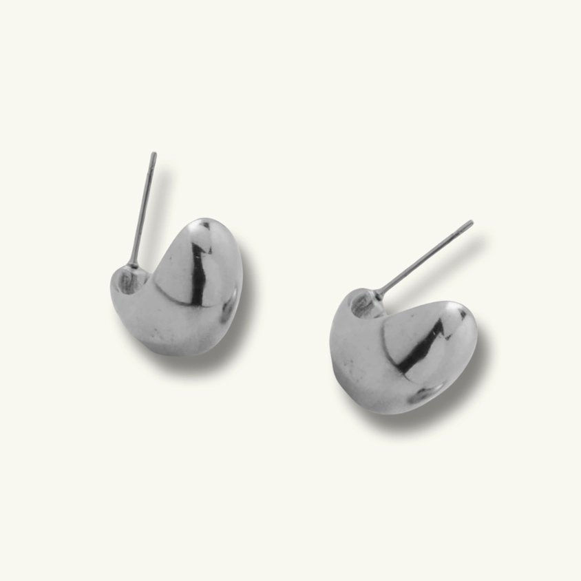 Silver Chunky Teardrop Hoops