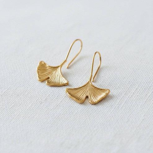 Hanging Ginkgo Leaf Earrings