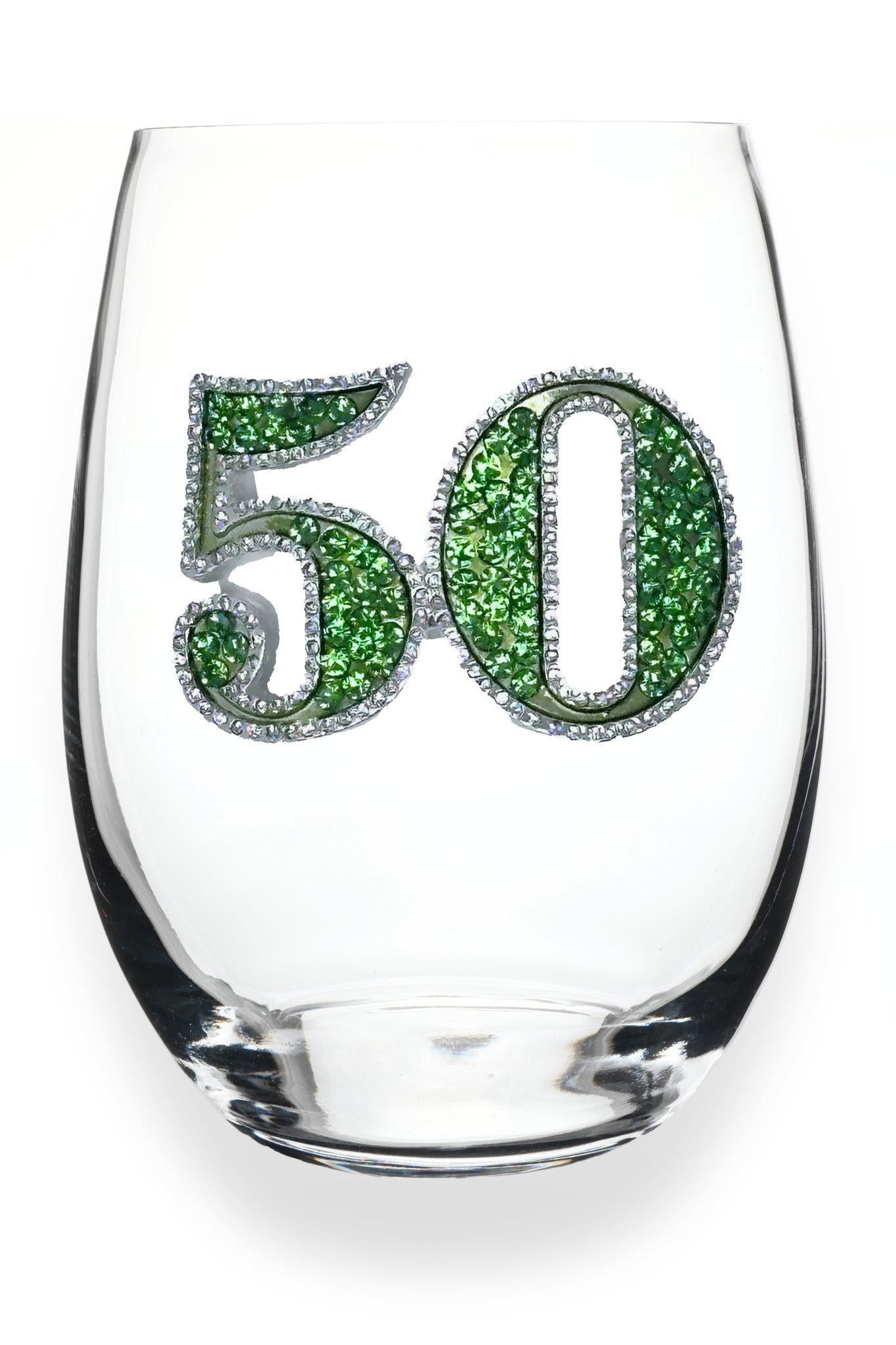 50th Birthday Jeweled Glass