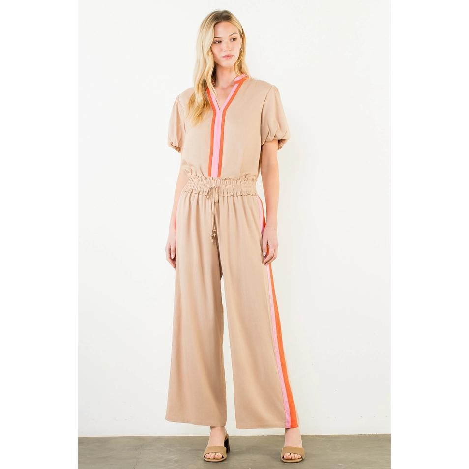 Stripe Detail Wide Leg Pants