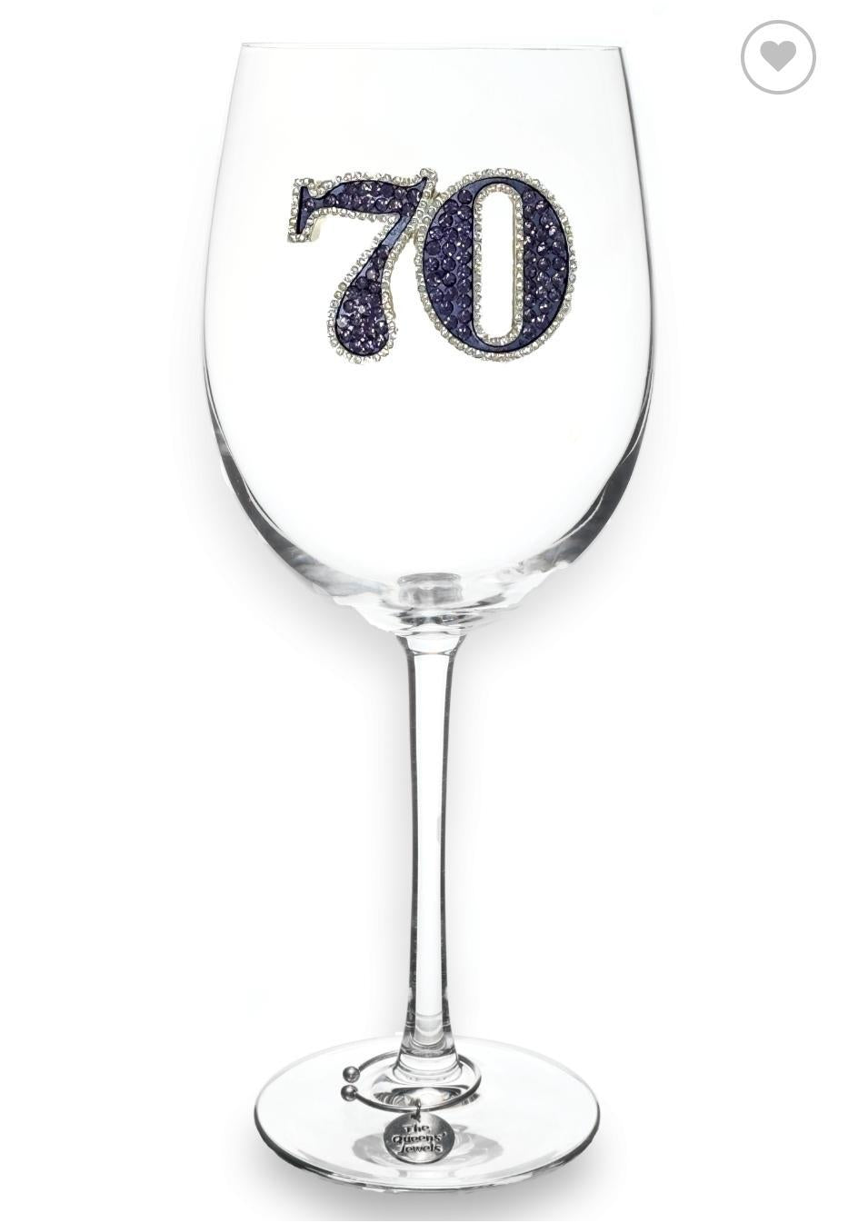 70th Birthday Jeweled Glass