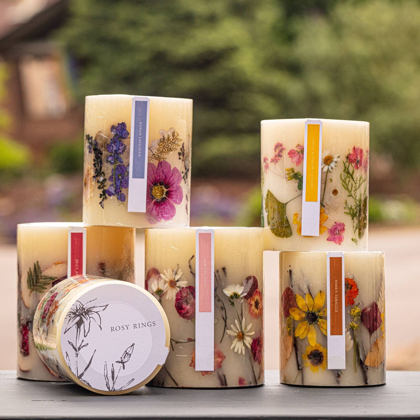 Apricot Rose Accent Botanical Candle