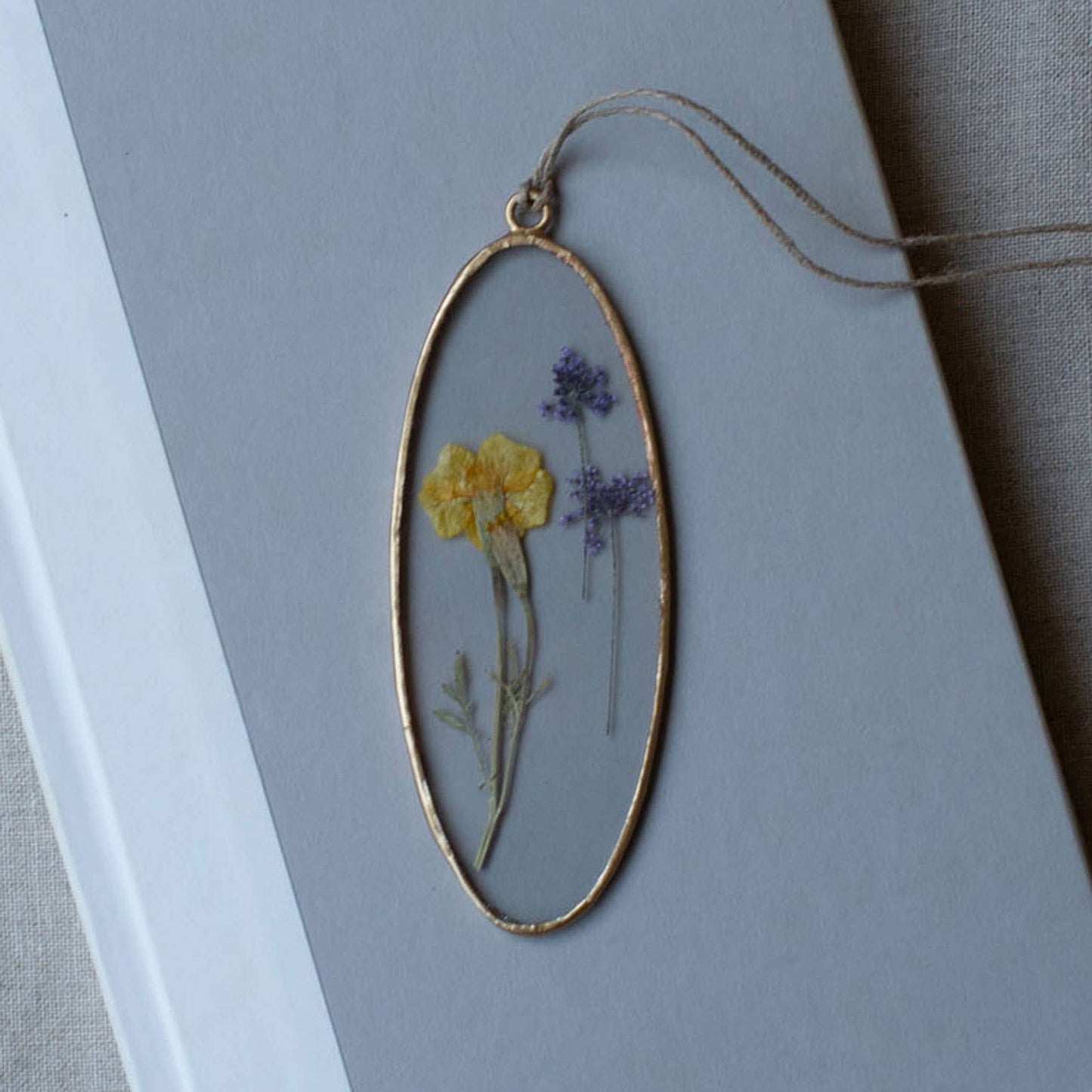 Marigold Oval Pressed Floral Pendant