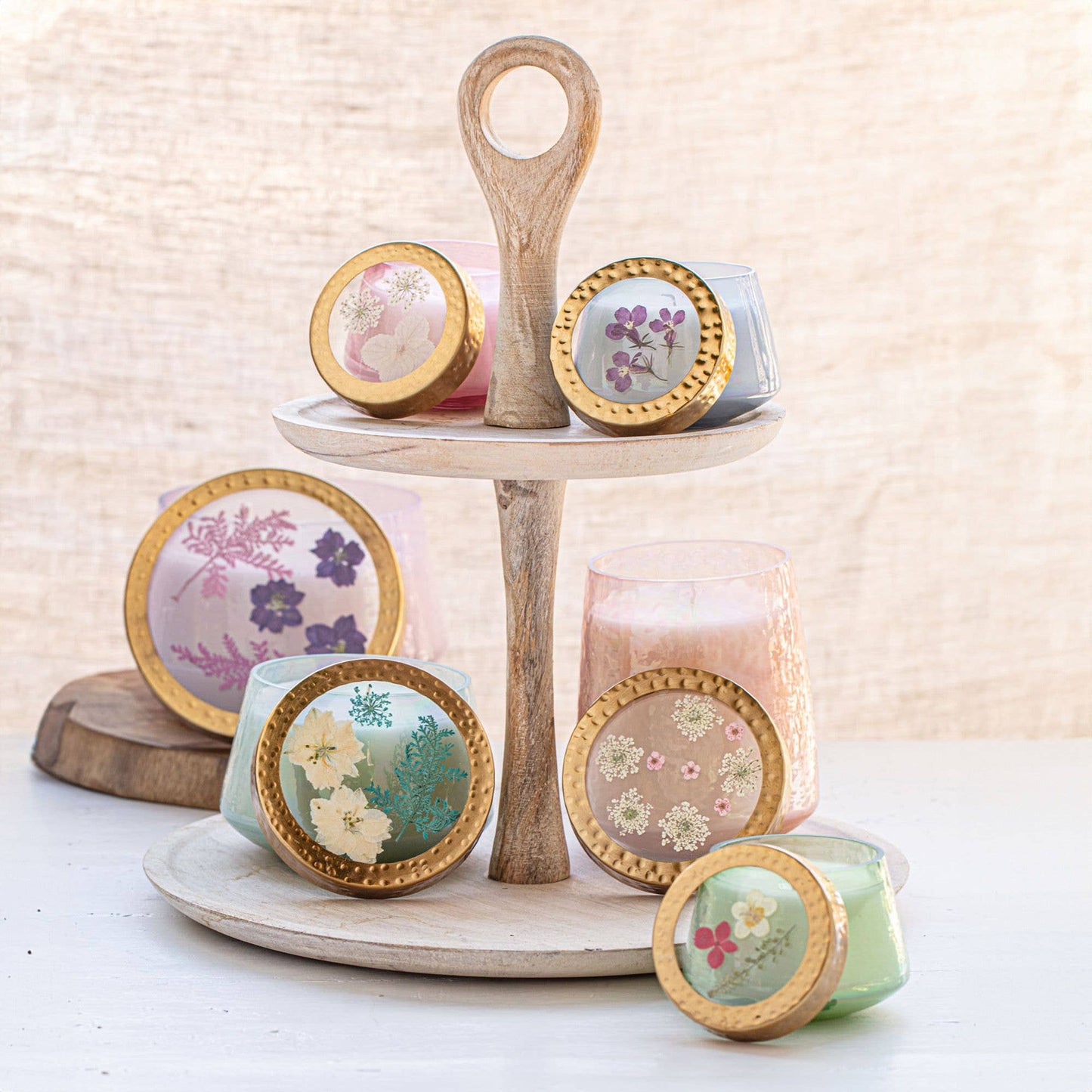 Luna Flower Petite Watercolor Pressed Floral Candle