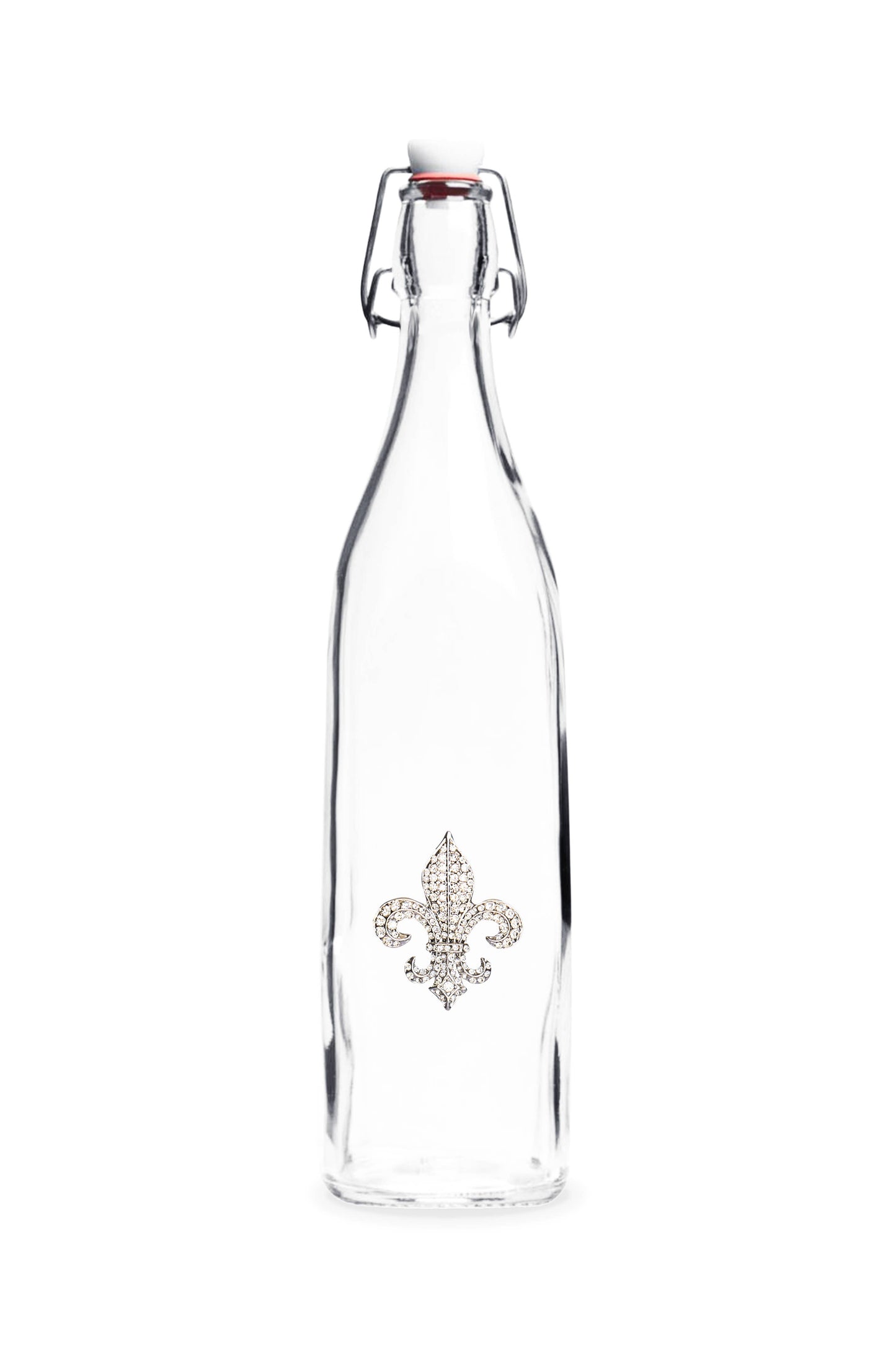 Diamond Fleur de Lis Jeweled Swing Top Bottle