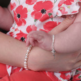 Mommy and Me 2-Piece Pearl Cross Bracelet Baby Baptism Gift