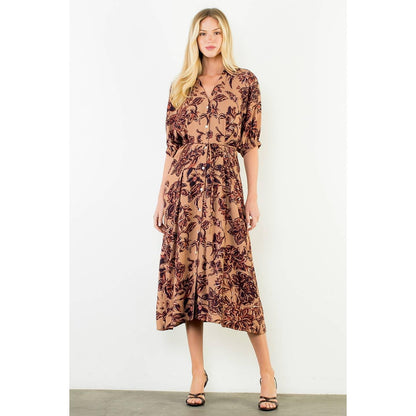 Tie Waist Flower Print Dress