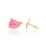 Glitter Pink Narwhal Cutie Stud Earrings