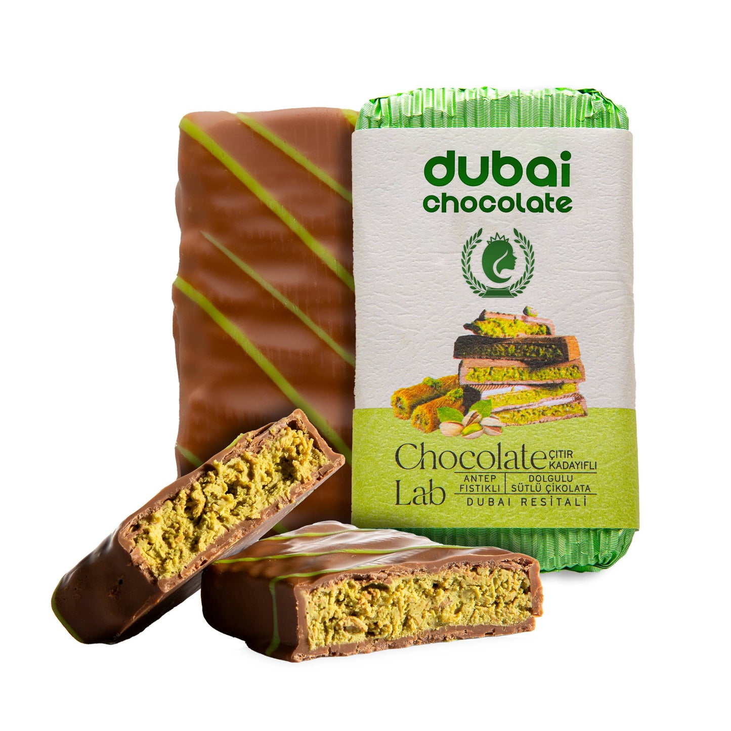 Famous Dubai Chocolate Bar, Premium Pistachio,  3.35 oz