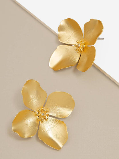 Matte 18k Gold-Plated Garden Party Statement Earring