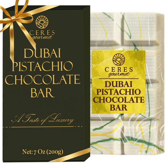 White Dubai Chocolate Crispy Knafeh Pistachio Bar with Gift-Ready Pack - 7oz