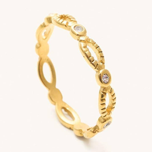Rowan Gold Link and Gem Ring