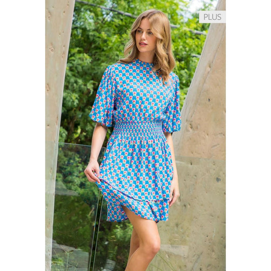 Puff Sleeve Smocked Waist Dress