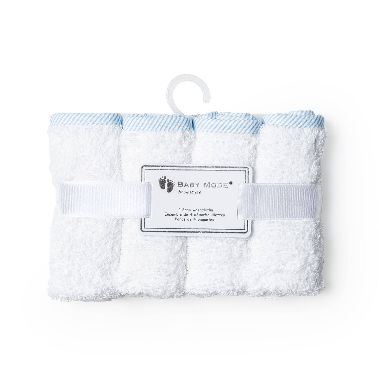White & Blue Washcloth - Set of 4