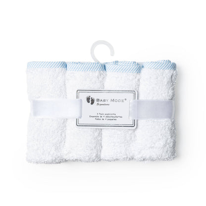 White & Blue Washcloth - Set of 4