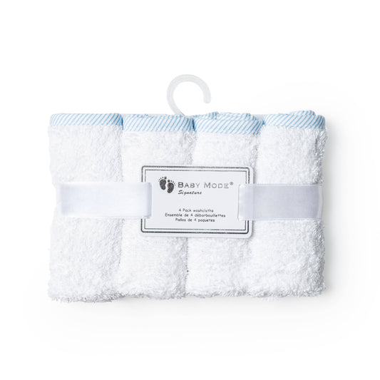 White & Blue Washcloth - Set of 4