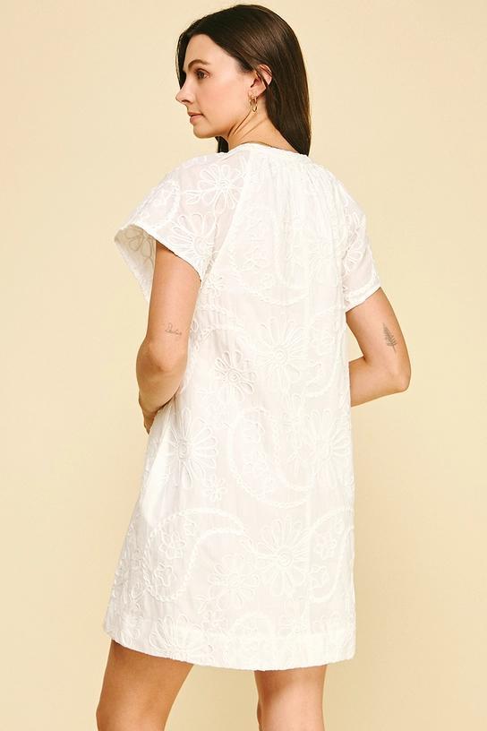 FLORAL PRINT EMBROIDERED MINI DRESS