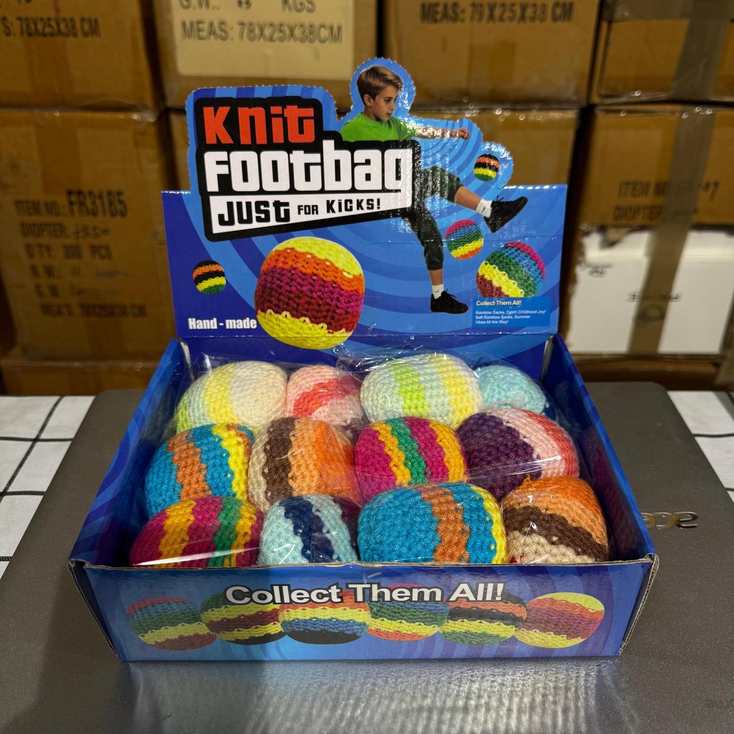 Pastel Striped Color Knitted Hacky Sack