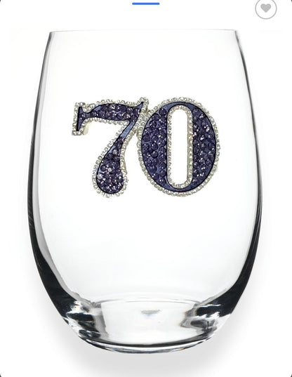 70th Birthday Jeweled Glass