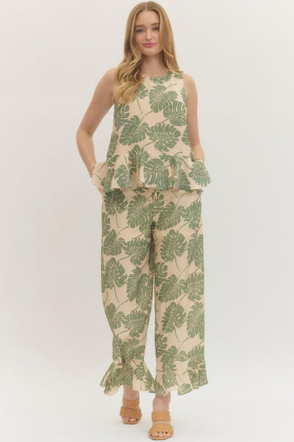 Botanical Print Sleeveless Top