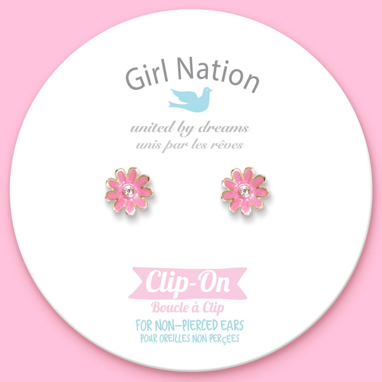 CLIP ON Cutie Earrings- Pink Daisy