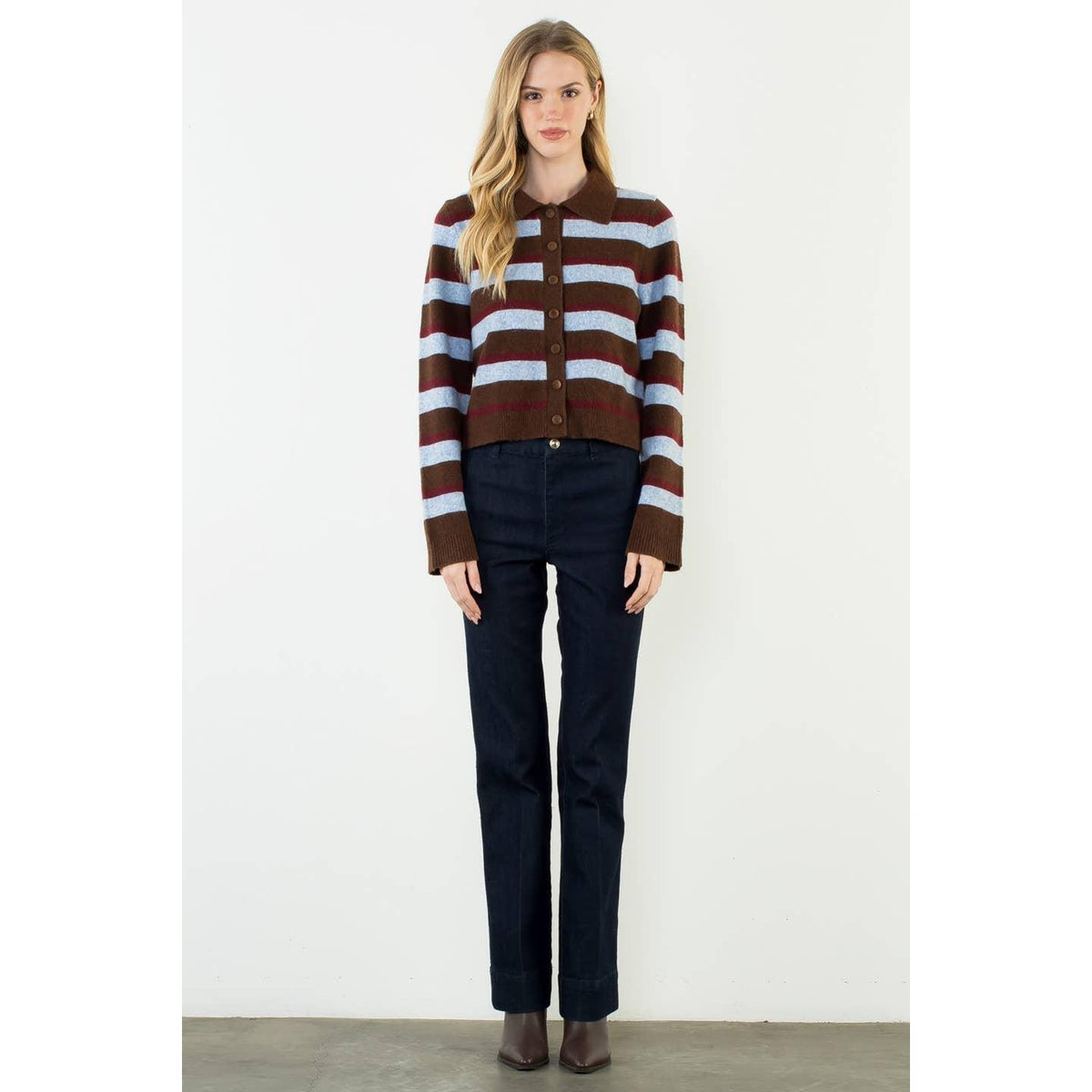 Stripe Button Down Cardigan