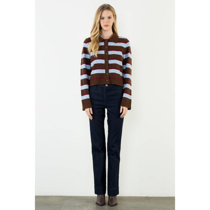 Stripe Button Down Cardigan