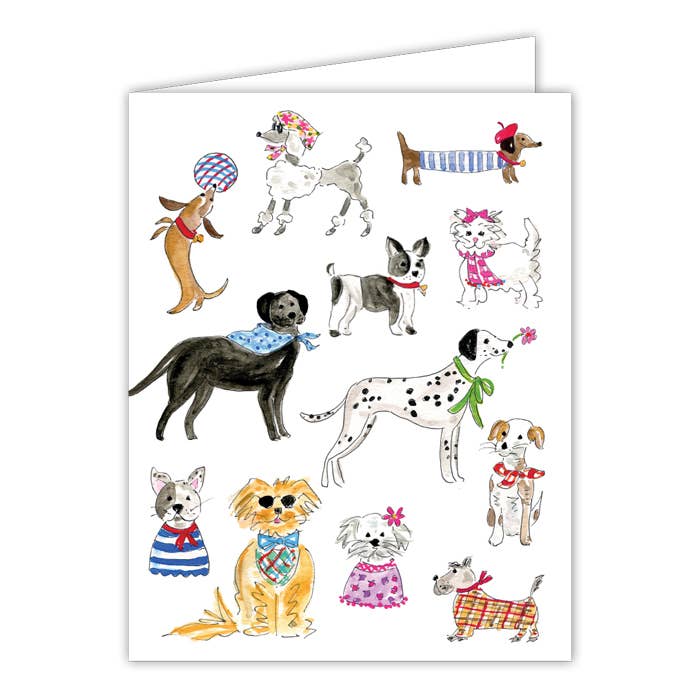 Dapper Dogs Small Folded Greeting Card