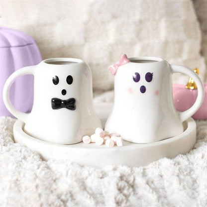 Mr and Mrs Boo Ghost Shaped Halloween Mug Set