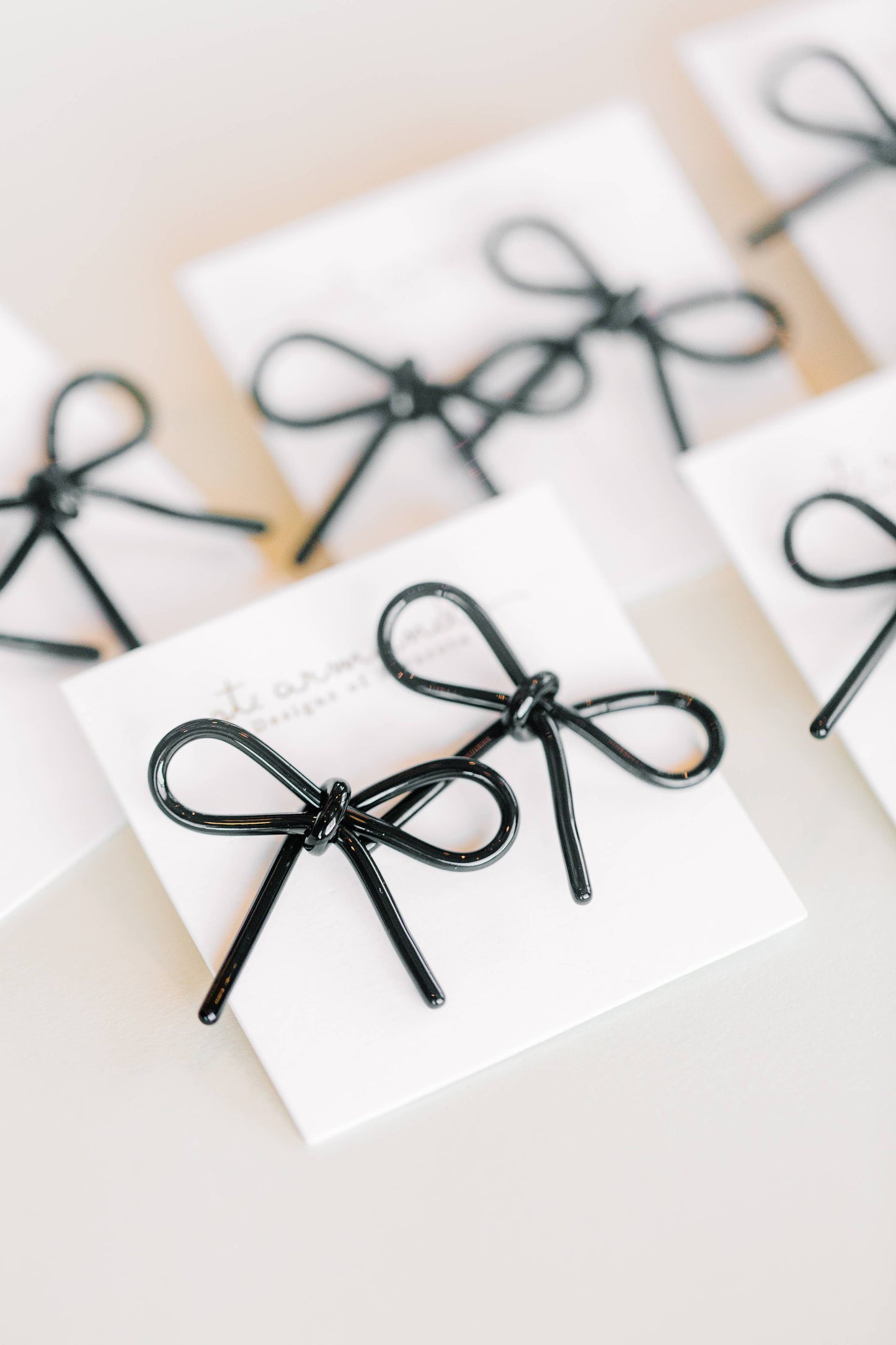 Black Tortoise Bow Statement Stud Earrings