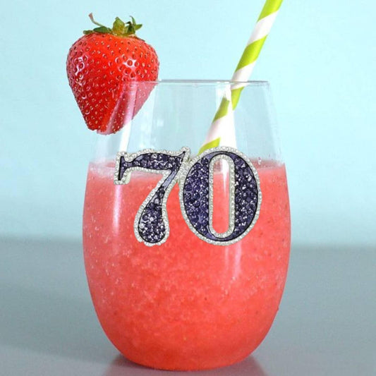 70th Birthday Jeweled Glass