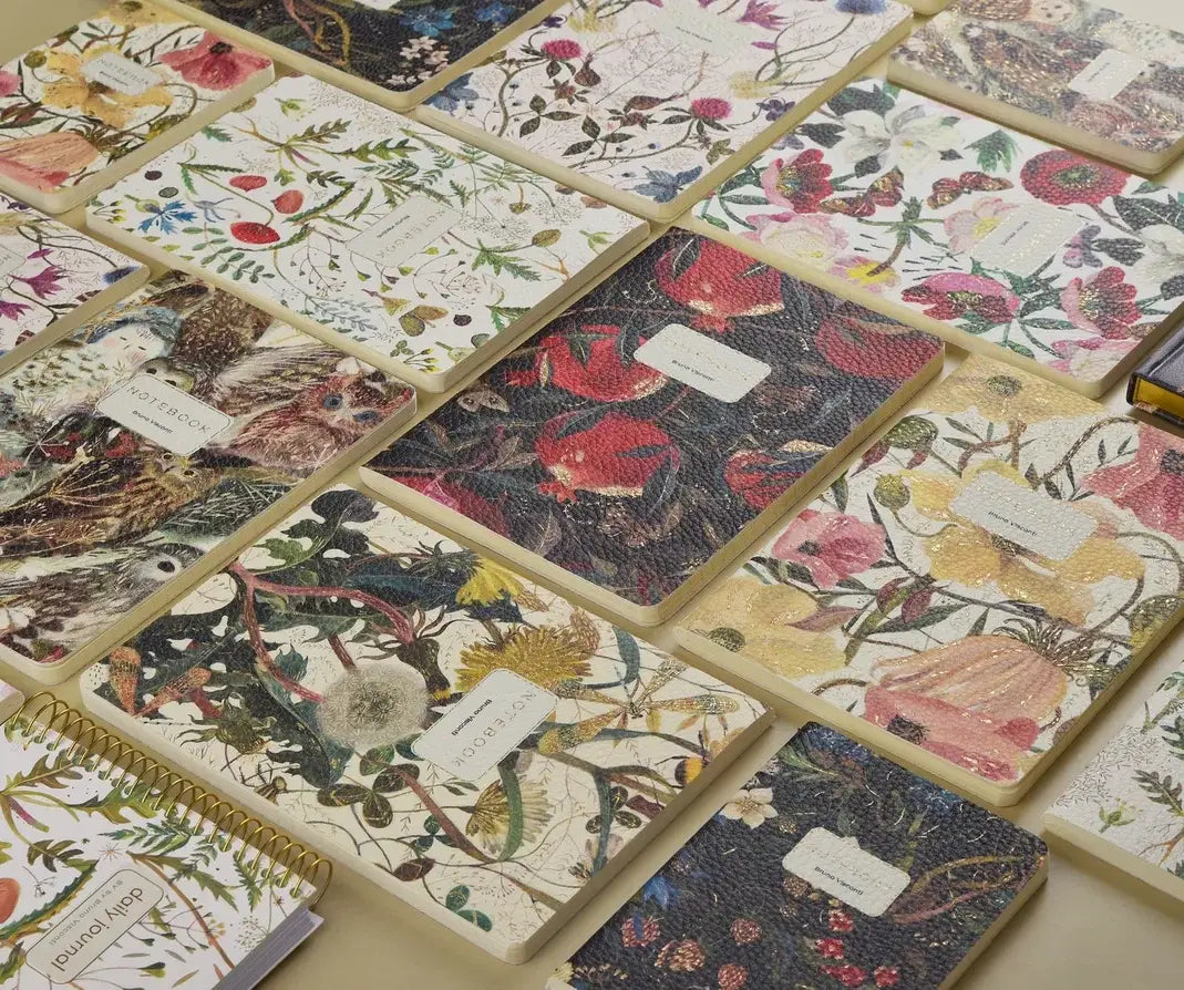 Vegan Leather A5 Notebook - Peonies 