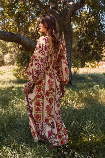 Plus Floral Printed Bohemian Maxi Dress