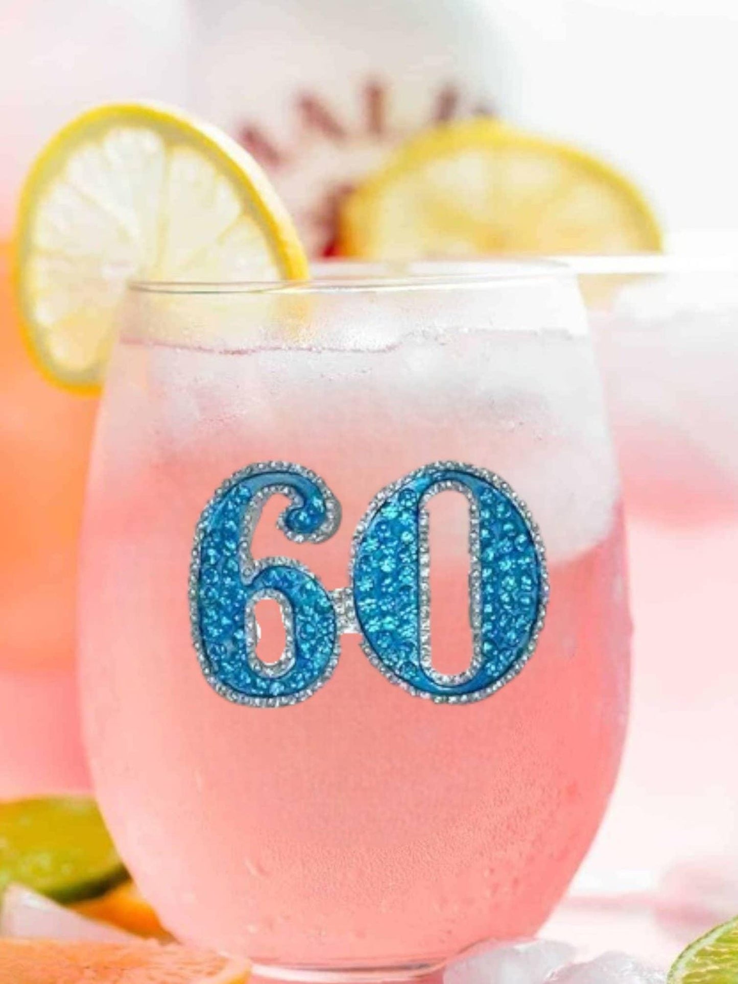 60th Birthday Jeweled Glass