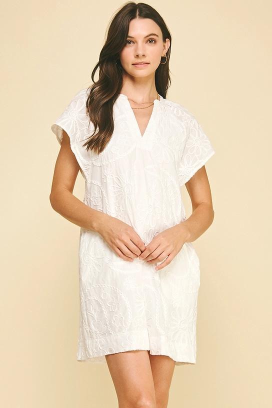 FLORAL PRINT EMBROIDERED MINI DRESS