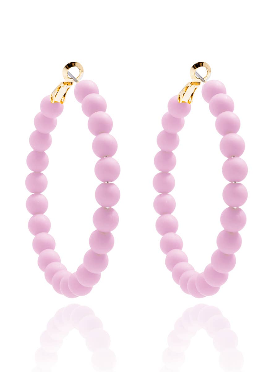 Matte Beaded Hoop Earring