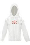 White Cable Knit Zip Back Sweater w/ monogram