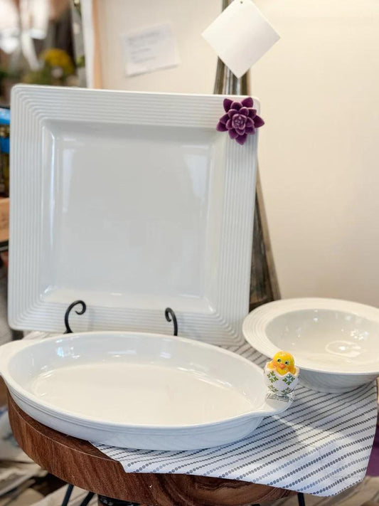 Stoneware - Pinstripes Square Platter