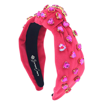 Hot Pink Velvet Headband with Hot Pink Crystals