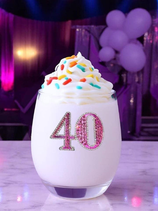 40th Birthday Jeweled Glass