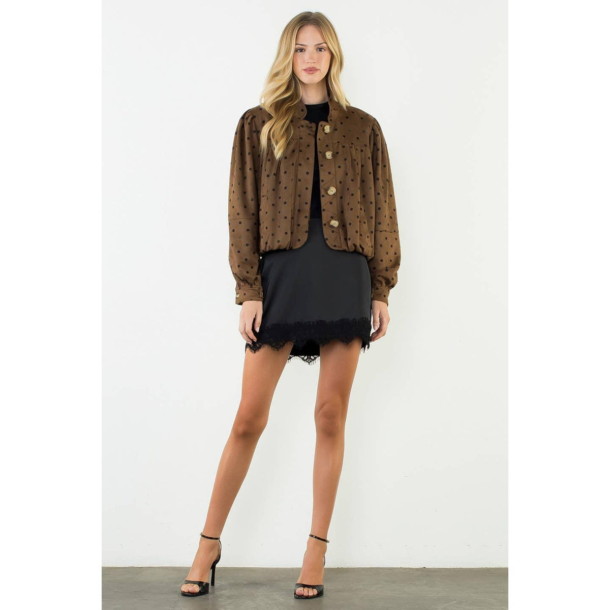 Polka Dot Jacket With Side Pockets